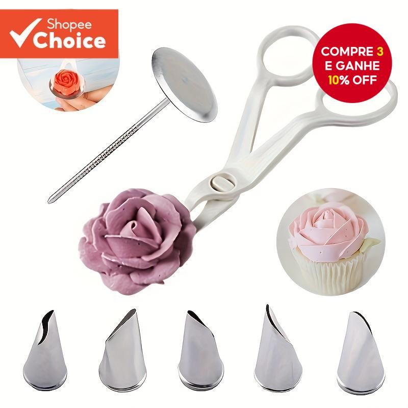 7 pçs ferramenta de decoração do bolo rosa decoração bico tesoura decoração unhas