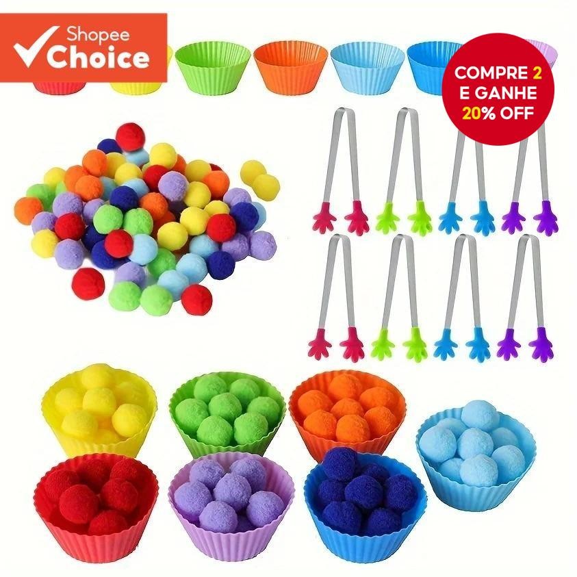 Brinquedo De Bola De Pelúcia Com Clipe Infantil-1 Conjunto De Jogo De Contagem De Classificação De C