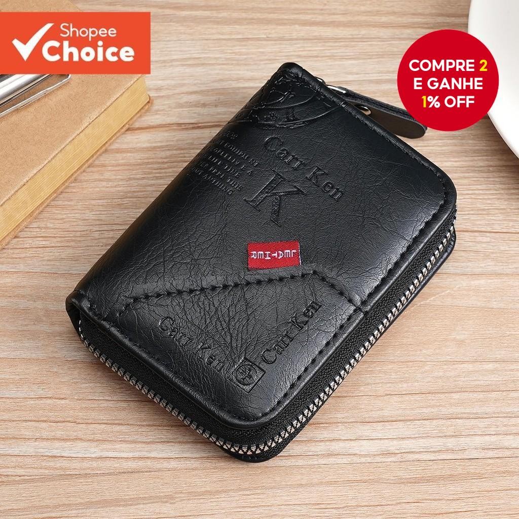 Porta-Cartões Masculino Vintage Com Zíper  Carteira Elegante Vários Bolso Para Moedas , Presente Ide