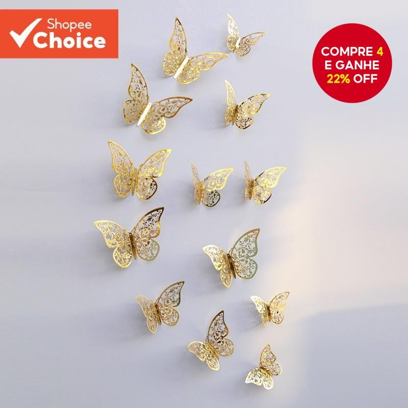 12 Unidades/Conjunto Decoração De Bolo De Papel Borboleta 3D Em Topper De Festa De Aniversário De Ío