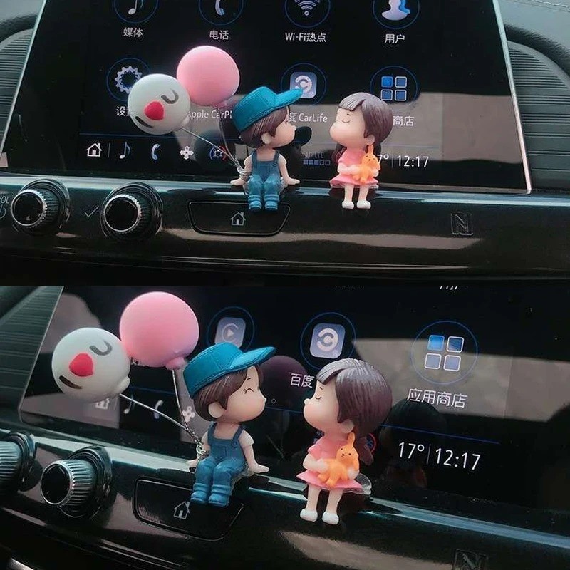 Decoração De Carro Bonito Dos Desenhos Animados Casais Figura De Ação Estatuetas Balão Meninas Prese