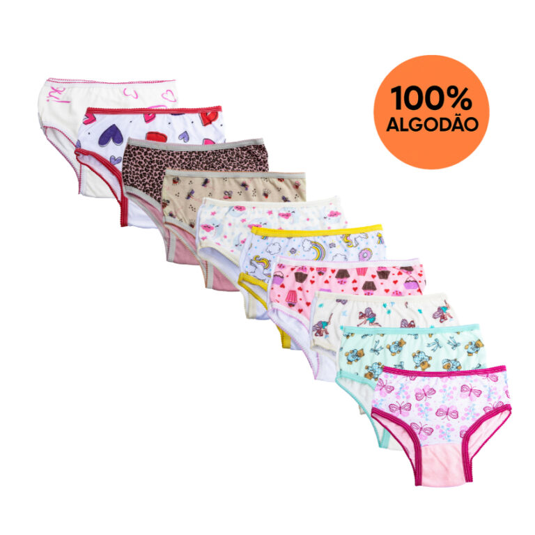 Kit 20 calcinha infantil menina em 100%  algodão 