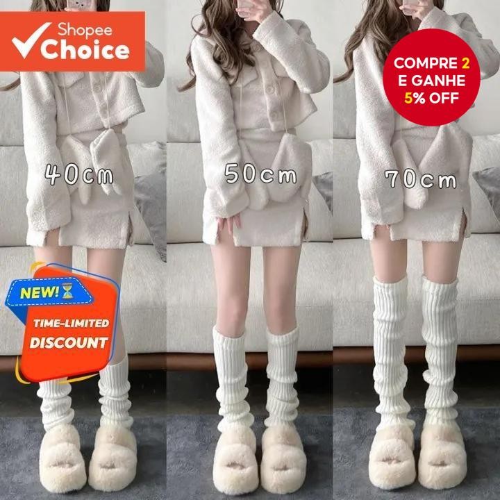 Polainas Lolita Knit-Mangas Longas Japonesas Branc