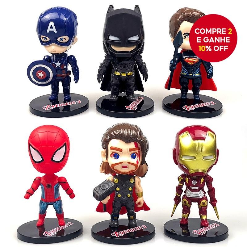 6 PCS Vingadores Decoração De Bolo De Aniversário Homem-Aranha , Batman , De Ferro Ornamento
