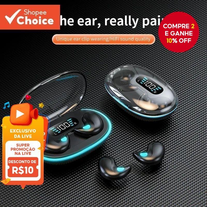 Senbenbao X55 Fones De Ouvido TWS Sleep Fone Sem Fio Bluetooth Display Led Hifi Estéreo Cancelamento