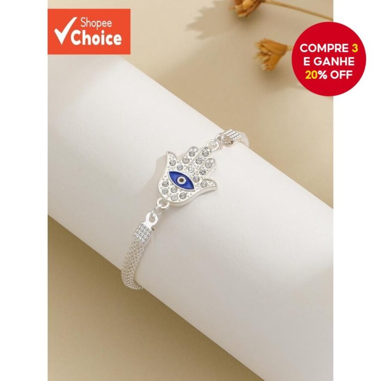 Pulseira De Cristal De Mau Olhado De Prata De 1 Pe