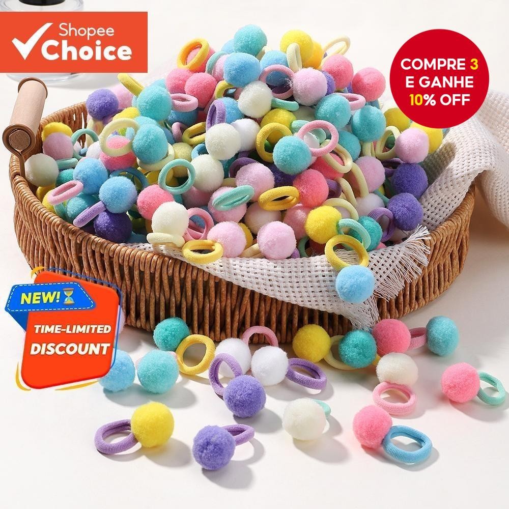 40 Pçs/Lote Menina Elástico Faixas De Cabelo Meninas Bola De Pelúcia Faixa De Borracha Para Crianças