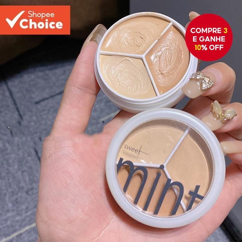 Corretivo De Festival De 3 Cores SWEET MINT-Cobre Manchas , Marcas De Acne E Olheiras Para Pele Impe