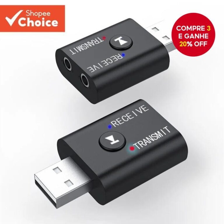 Transmissor Receptor De Áudio Bluetooth 5.0 3.5MM