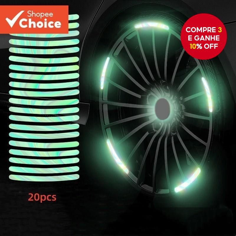 20 Unidades/Conjunto De Efeito Luminoso De Aro De Carro À Prova Dágua Faixa Pegajosa Curva Colorida/