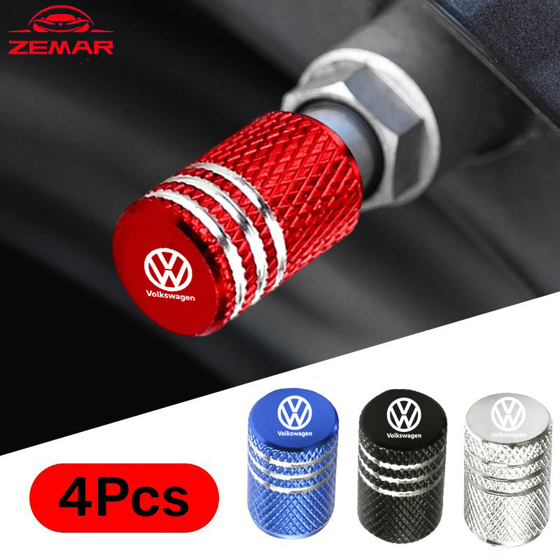 4Pcs Volkswagen Tampas De Válvulas Para Pneus Automóveis Bicicletas Automotivas Peças Metálicas Impr