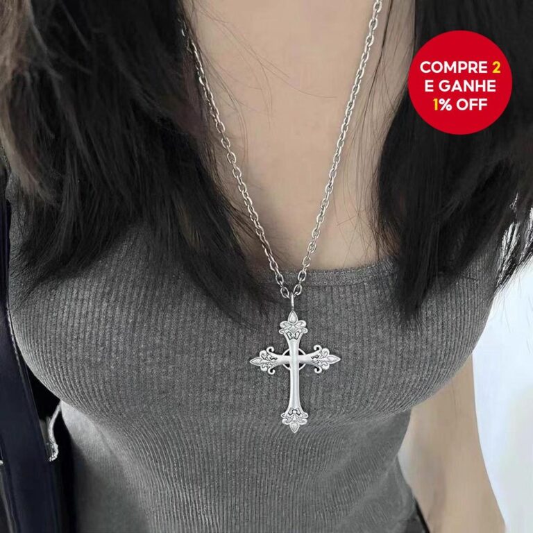 Gótico Y2K Cruz Pingente Colar Unissex Corrente M
