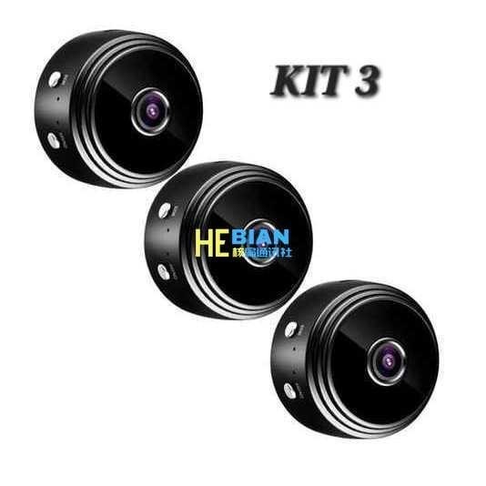 Kit 3 Câmeras Mini Original Wifi A9 Com Gravador 