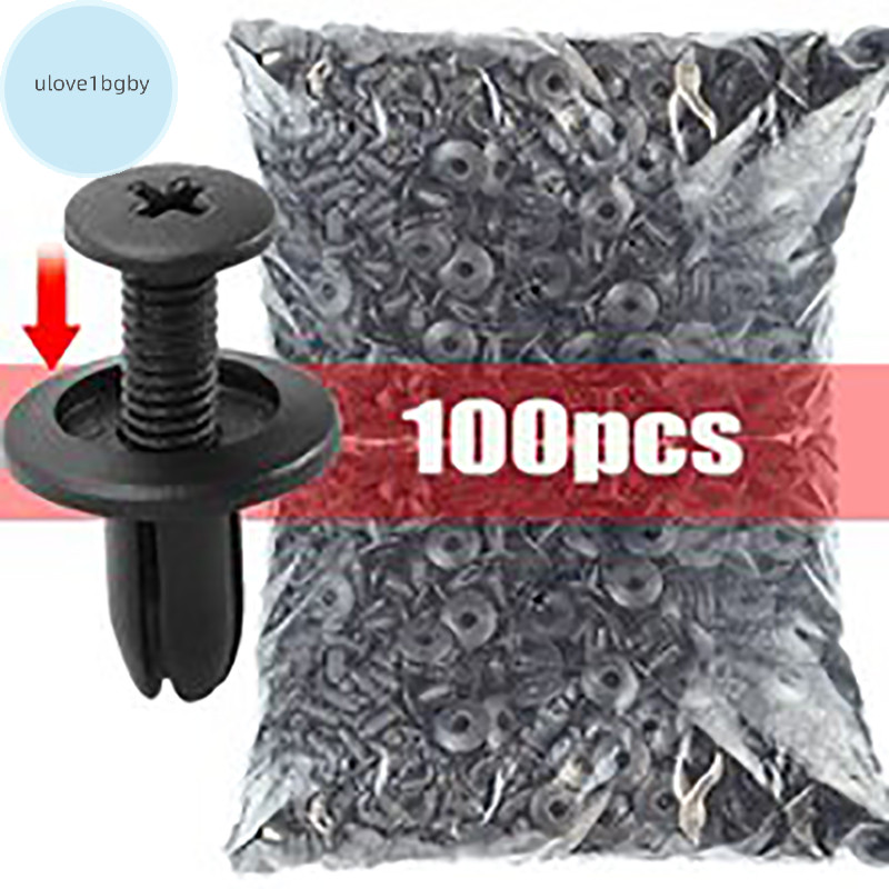 UloveBB 50/100pcs 8mm Rebites De Plástico Fixadores Parafuso Amortecedor De Carro Rebite Preto Clipe