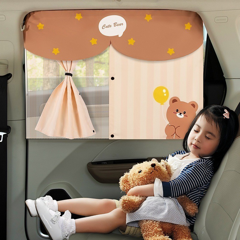 Cortina Magnética De Cartoon Para Carro Lateral Fofa Visor De Janela Traseira Imãs Pára-Brisas Capa
