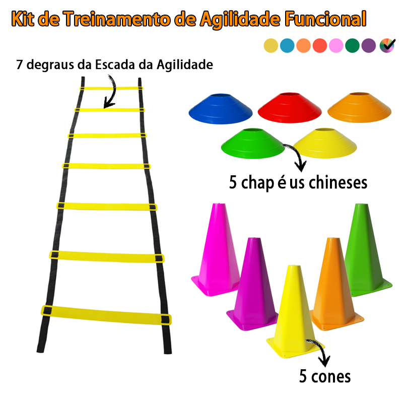 NINJA-MAX Kit Treinamento Funcional Agilidade 5 Chapéus + 5 Cones e 1 Escada para Treino Funcional