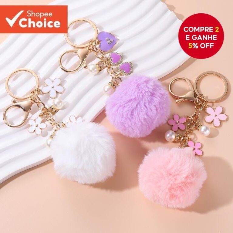 Flores De Bola De Pêlo Bonitas Esmalte Coração 