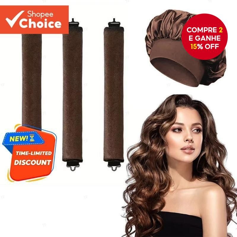 Conjunto De Ondulação Para Dormir Sem Calor : Artefato De Espessamento Com Touca De Banho , Rolos De