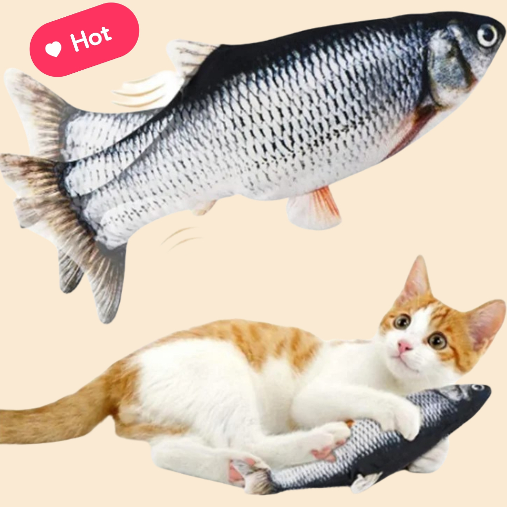Brinquedo Peixe Elétrico Recarregável para Gato e Pets Cabo USB incluso