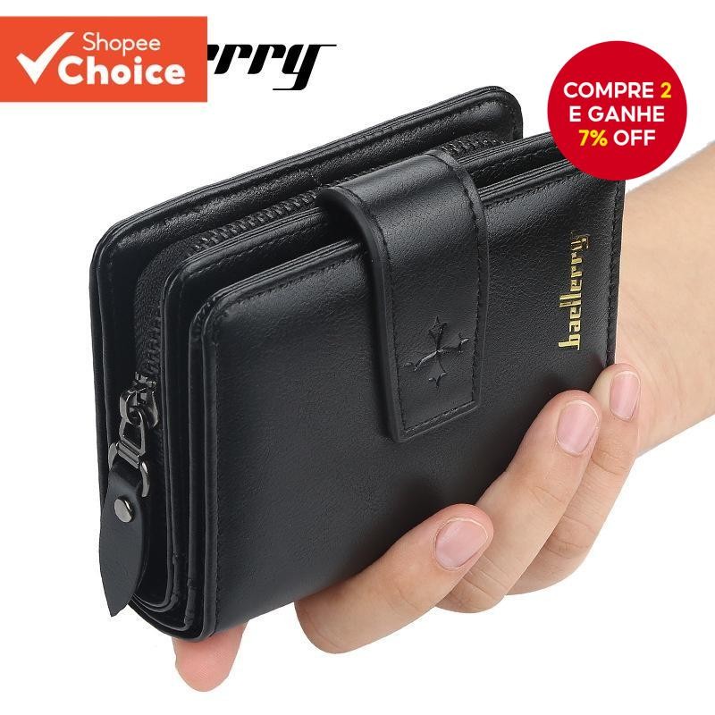 Carteira Masculina De Couro Com Zíper Para Moedas  Curta Macia E Espessada Viagens Uso Diário