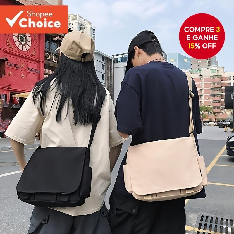 Bolsa Crossbody Masculina  Mensageiro Simples Casual De Nylon De Grande Capacidade Para Estudantes