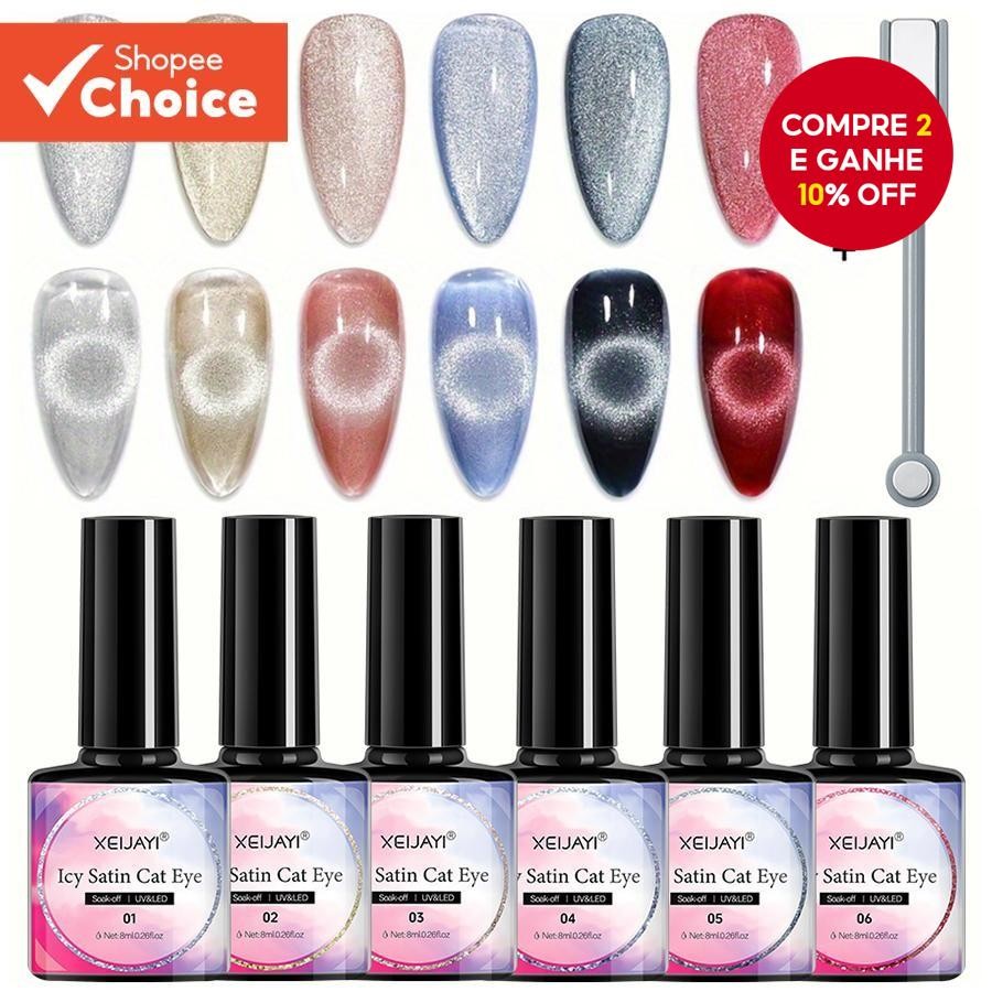 7pcs 6 Cores 8ml Efeito Camaleão Conjunto de Esmalte Gel Magnético UV Led Gato Olho Manicure Nail Ar