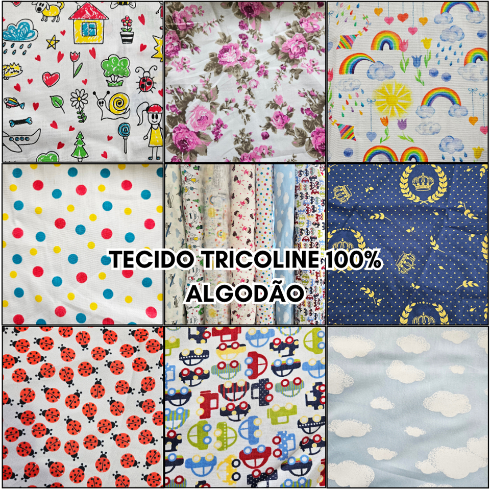 Tecido Tricoline 100% Algodão Estampado Vários Modelos 50cm x 1,50m