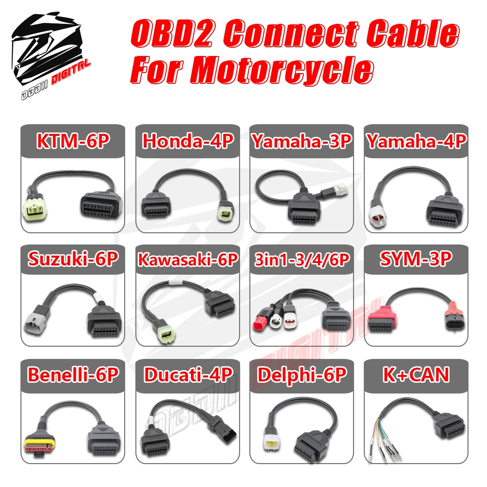Para Yamaha Honda Euro5 OBD2 16Pin Motocicleta Conectar Cabo Adaptador De Soquete ELM327 Scanner Ext