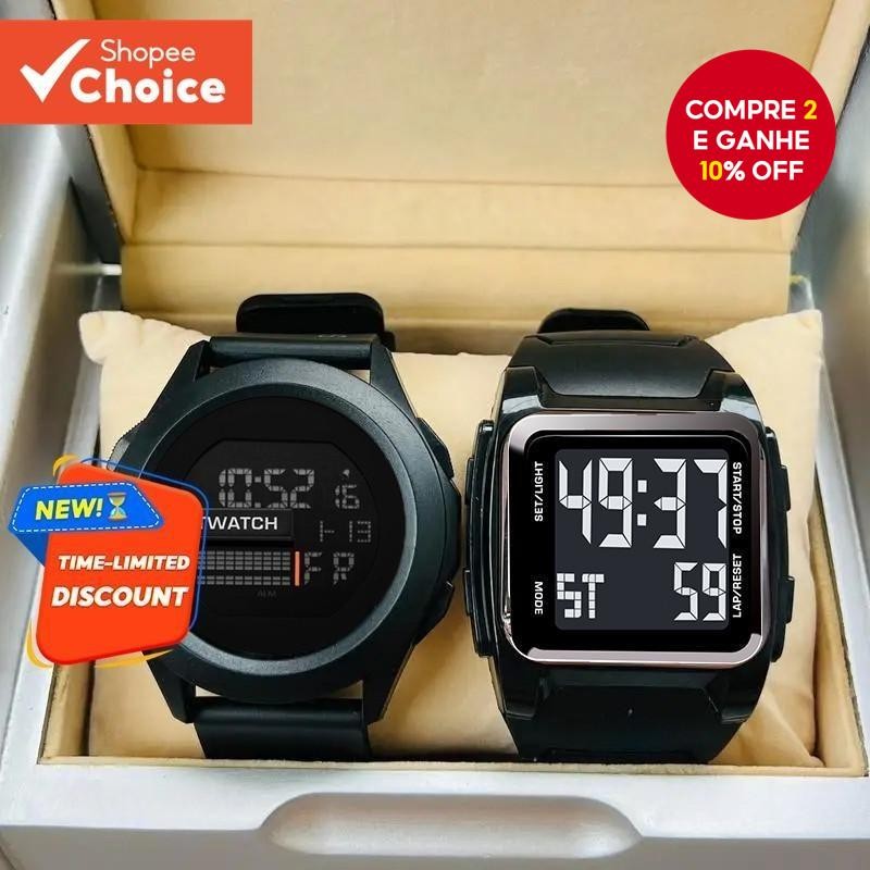 Compre 1 E Ganhe 1 Relógio Digital Masculino Com Luz LED-Mostrador Eletrônico À Prova Dágua Presente