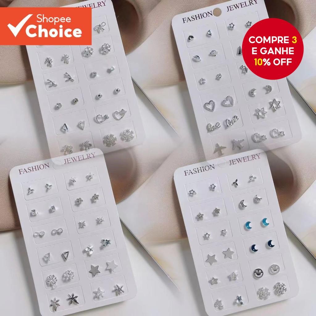 12 Pares De Brincos De Folha De Avião Amor Conjunto Estilo Coreano Joias Da Moda Presente