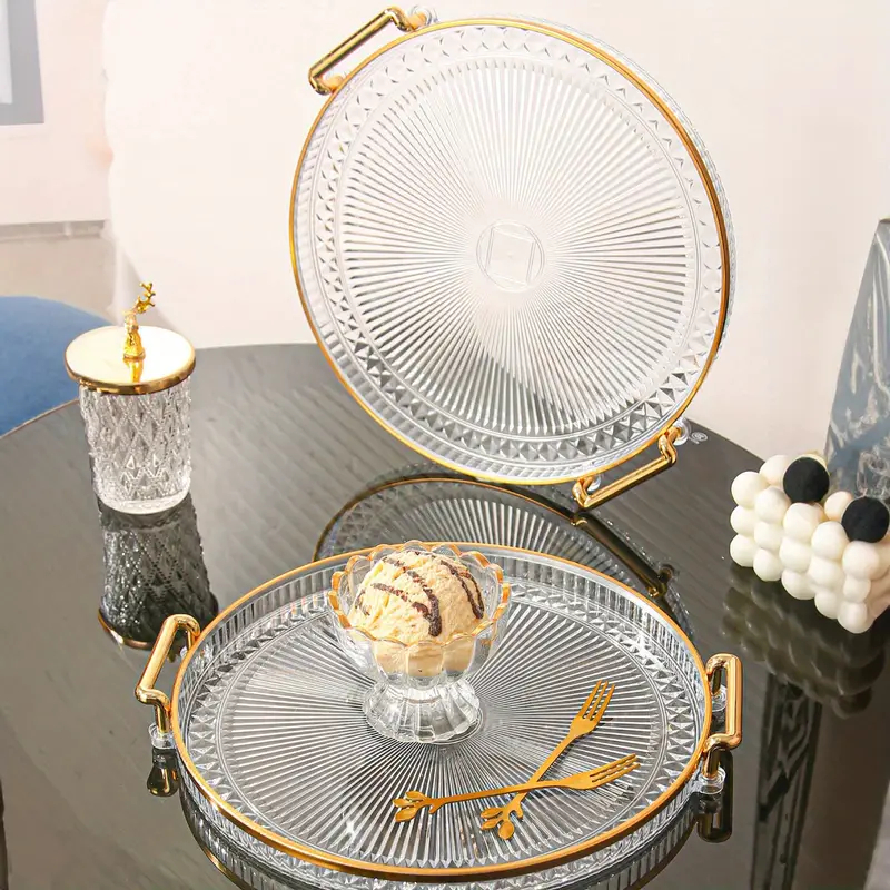 Bandeja Organizadora Decorativa Multiuso Para Servir Nórdica Com Alça e Detalhe em Dourado Decoração