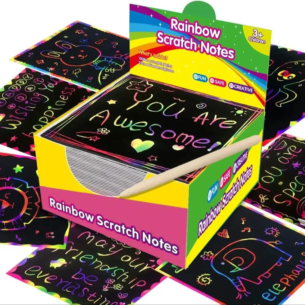 Conjunto De Papel Mágico Para Arranhões , Livro De Desenho Com Padrão Animado Atividades Pai-Filho ,