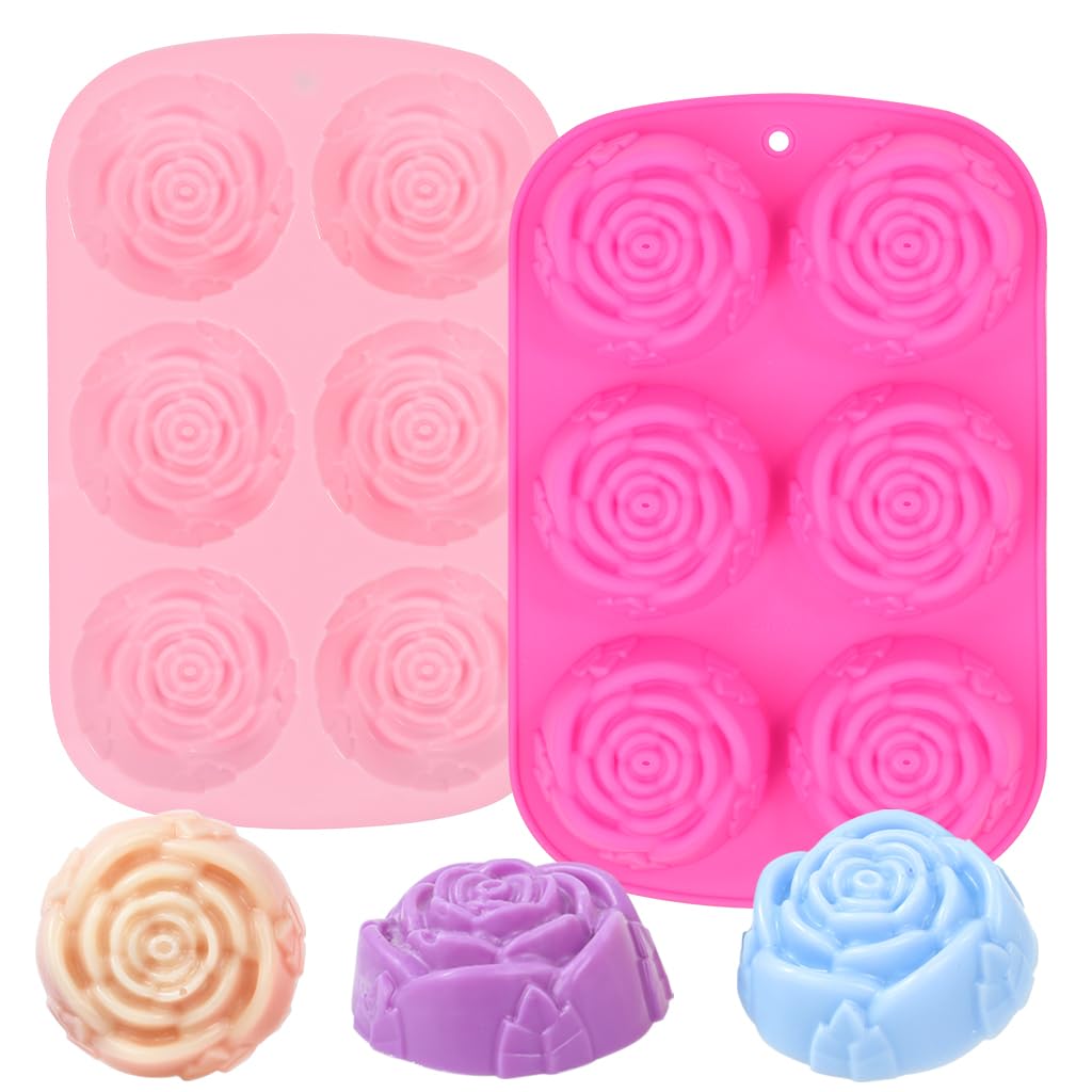 1Pc/6 Pçs Grande Rosa Silicone Bolo Molde Poroso Artesanal Sabão