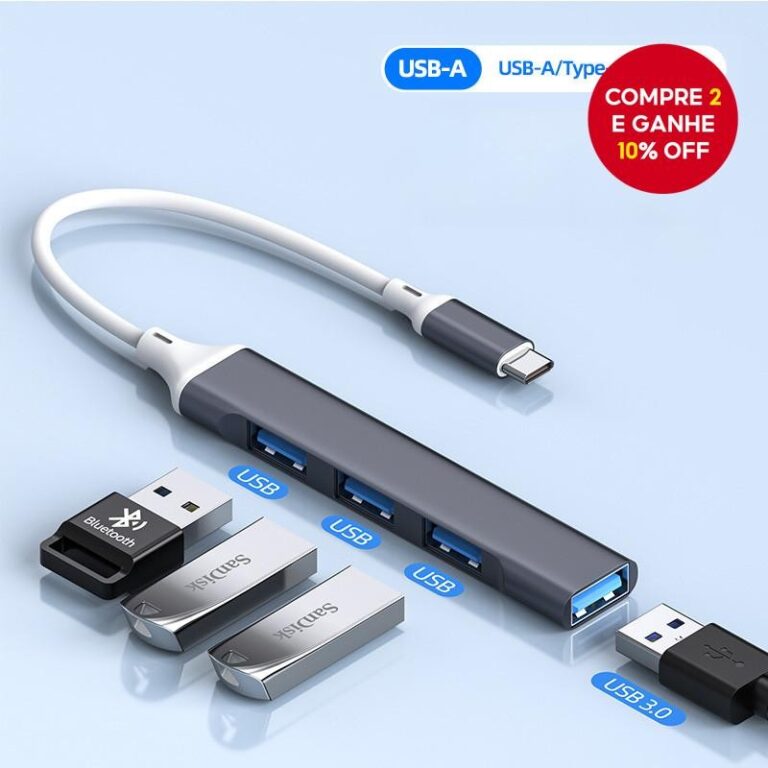 Porta USB HUB Splitter 4 Em 1 Adaptador De Extens�