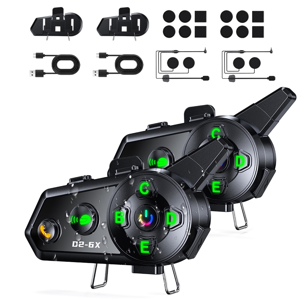Intercomunicador Para Motocicleta De Malha De Grupo De 6 Pilotos , Fone De Ouvido Bluetooth 500 M Co