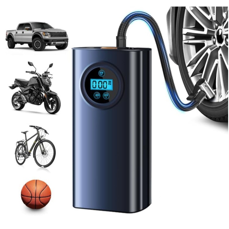 display digital bomba de ar elétrica sem fio pneu inflator motocicleta carro bicicleta compressor de
