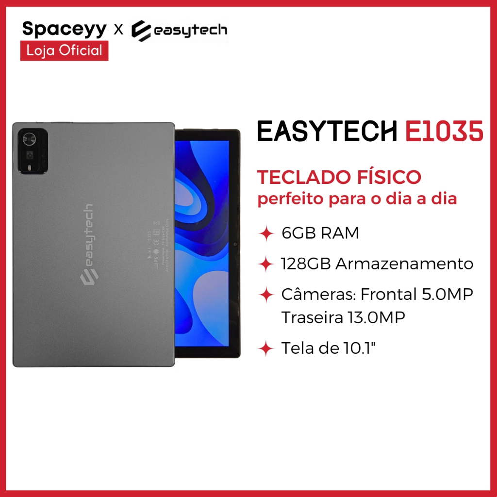 Tablet E1035 Android 13  Dual SIM 6GB RAM 128GB Tela Full HD IPS + Teclado e capa Incluso