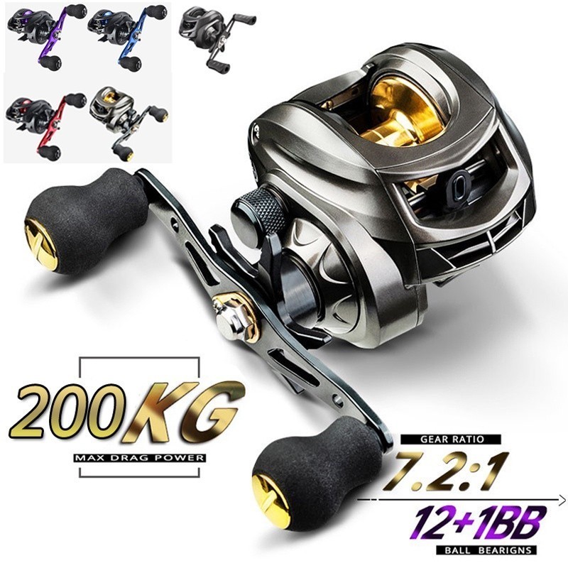Novo AK2000 Cast 7.2 : 1 18 max 200kg Carretel De Pesca De Arrasto + Freio De Liberação Magnética 1B