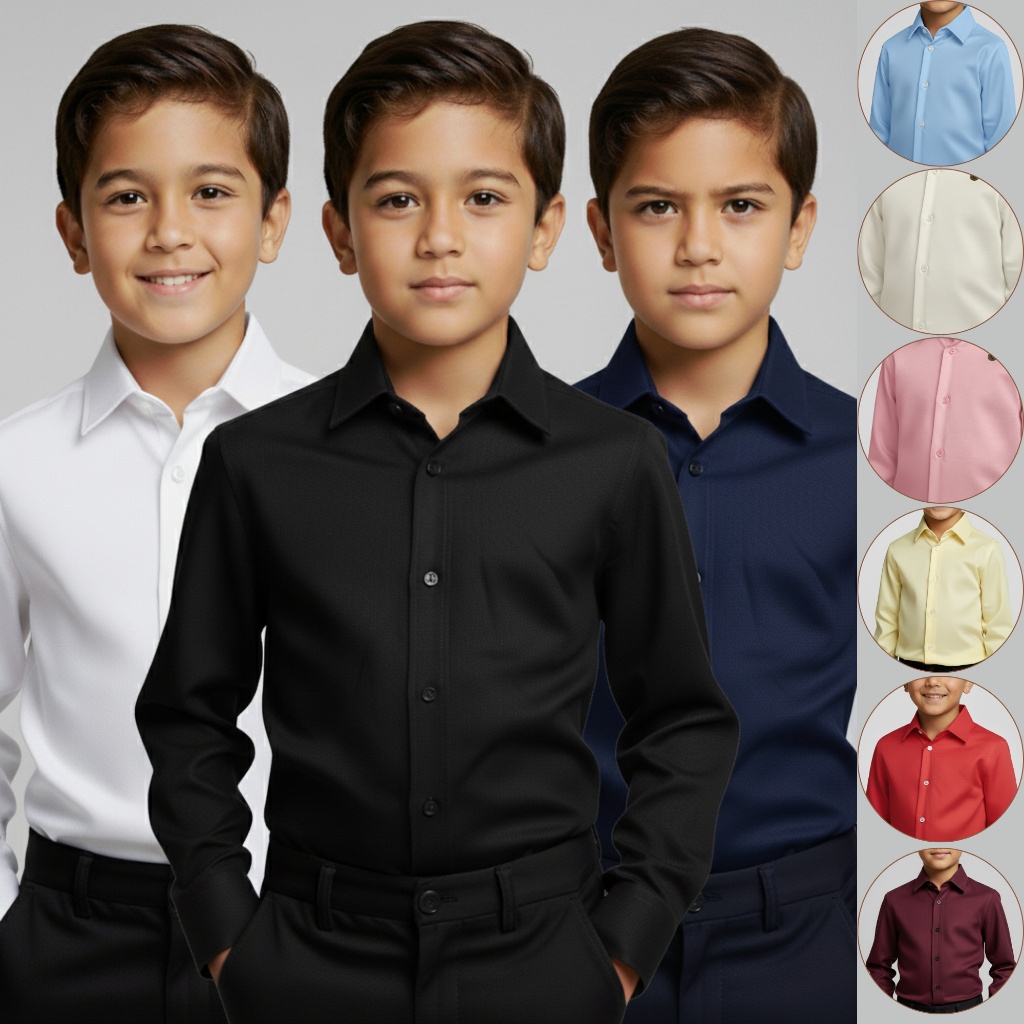 Camisa Social Infantil Premium Manga Longa em Várias Cores para Festas Casamento Batizado Formatura