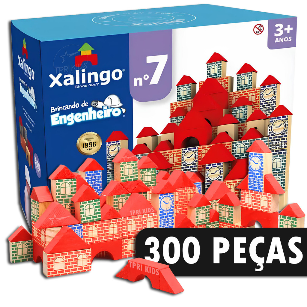 Blocos de Montar Madeira 42 a 300 Peças Brinquedo Educativo Engenheiro Infantil Pedagógico Criativo