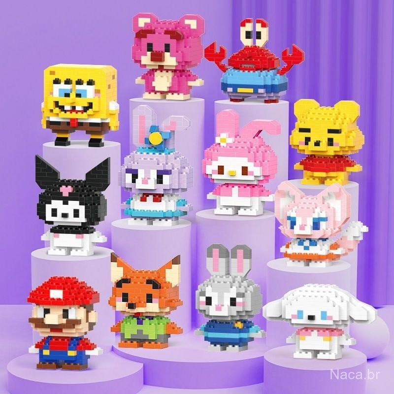 Blocos de Montagem Micro Partículas Sanrio Hello Kitty – 48 Modelos – Brinquedo Colecionável Infanti