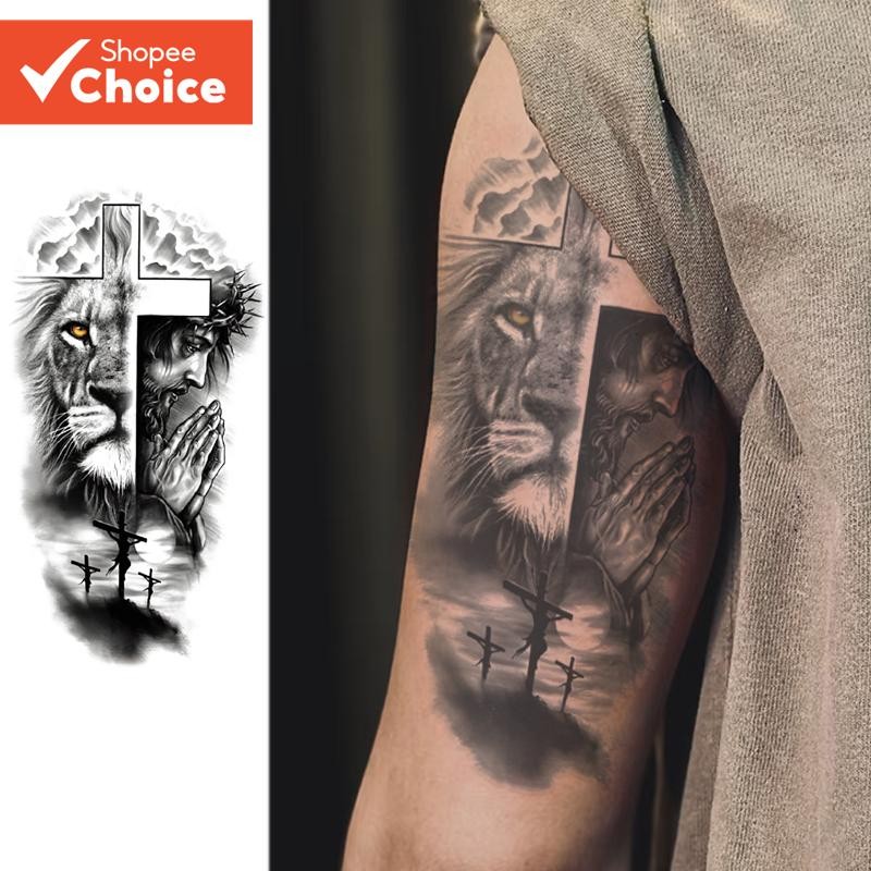 Design Temporário Impermeável Do Leão Da Etiqueta Tatuagem Para A Falsa Realista Braço