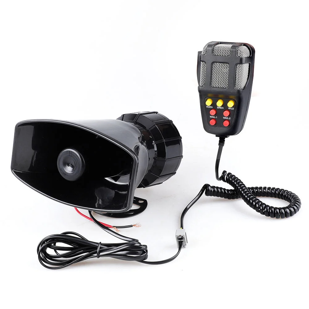 7 Som Alto 100W DC 12V Buzina De Alarme De Carro Com Microfone Sirene De Motocicleta De Plástico Par