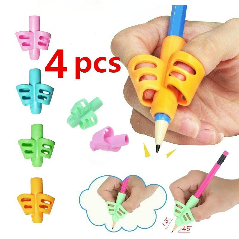 4 Pcs-Ferramenta De Correção De Caneta De Escrita De Silicone Para Aprendizagem De Bebês Com Dois De