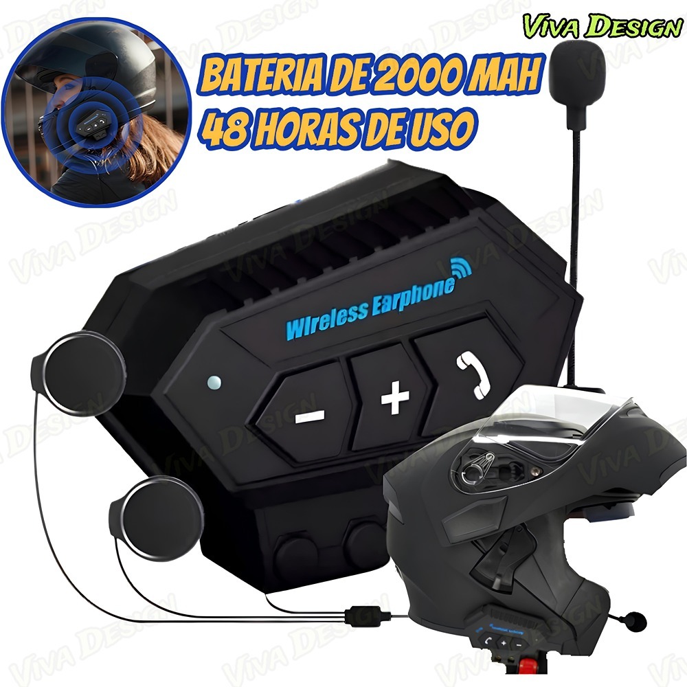 BT12 Bluetooth 5.0 Fone de Ouvido Sem Fio Estéreo Motocicleta Prova dÁgua Motocross Suporte Automáti