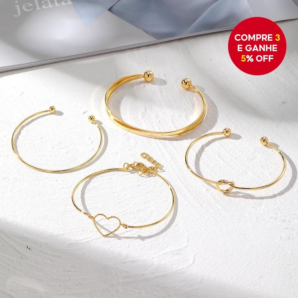 Conjunto De Pulseira De Coração Com Nó Ajustável Da Sorte De 4 Unidades-Presente Minimalista Empilhá