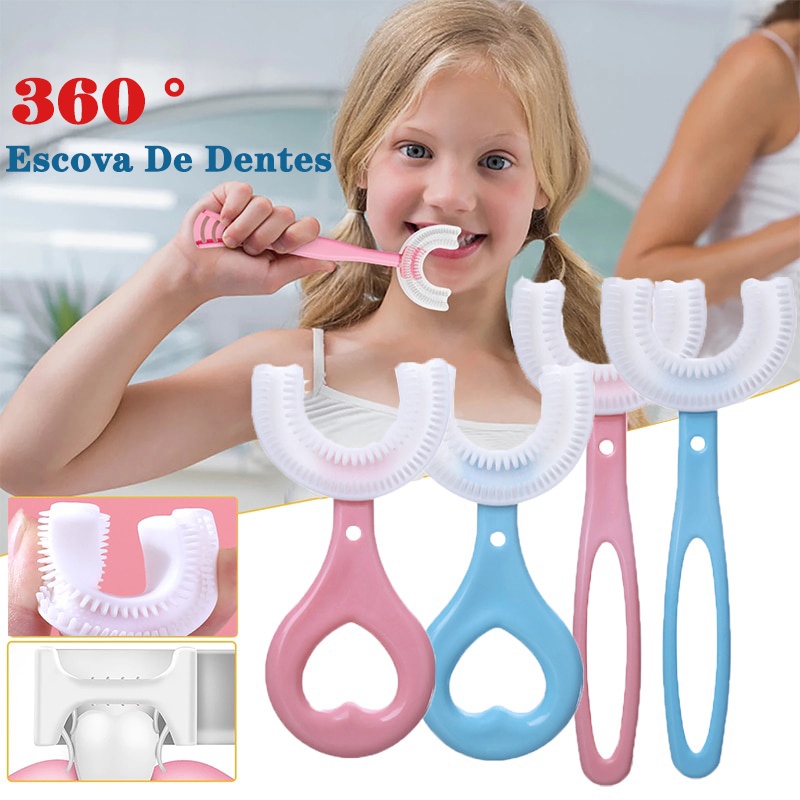 Escova De Dentes Em Forma De U Para Crianças De Silicone 2 A 12 Anos Limpeza oral