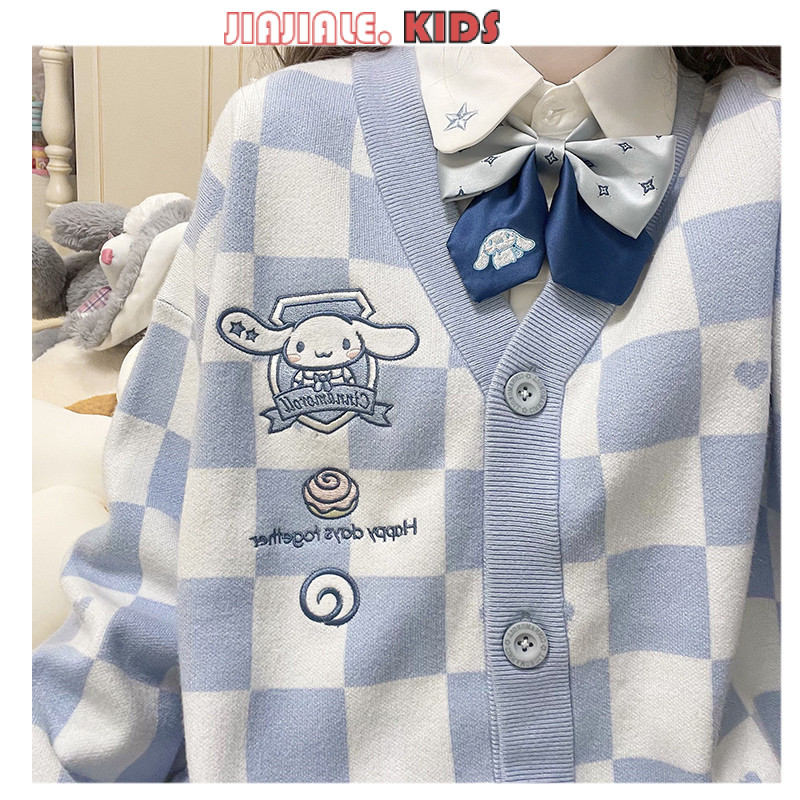 40-80KGS Meninas Cinnamoroll JK Uniforme Xadrez Suéter Jaqueta Kuromi Melody cardigan Grandes Invern