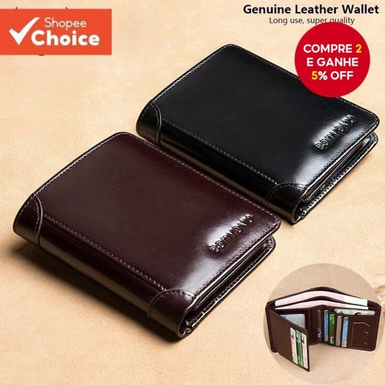 Carteira RFID Masculina De Couro Genuíno  Bolsa C