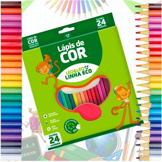 Lápis 12 Cores Mini Redondo Ecologico Flex Leoele